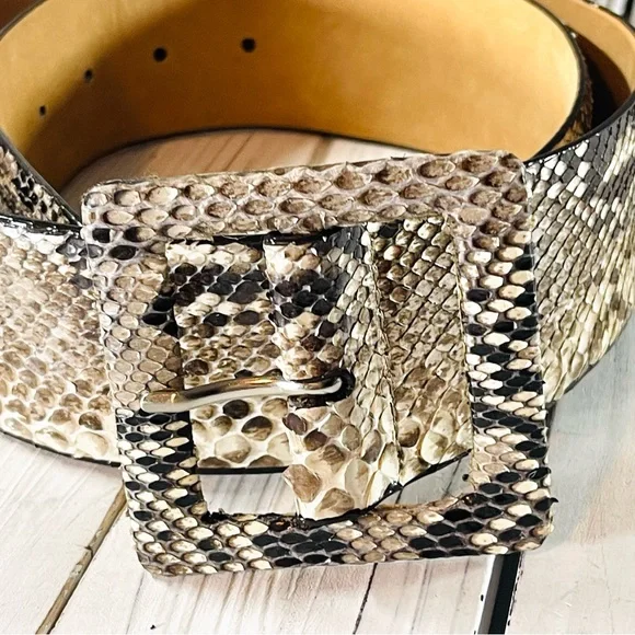 SOLD W. Kleinberg Women’s Python Belt w/ Covered Buckle | Size L - Picture 2 of 13